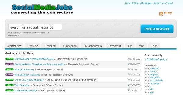 Social Media Jobs site