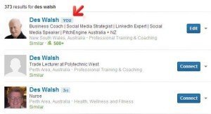search for duplicate LinkedIn accounts, with arrow